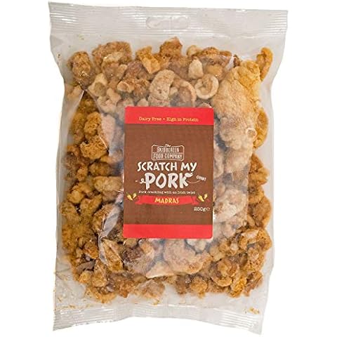 Scratch My Pork Bulk Pork Crackling - Gluten Free Pork Scratchings, Madras - 100% Pork Rinds - Low Carb High Protein Pub Snacks - 250g Bag by The Skibbereen Food Co Cover