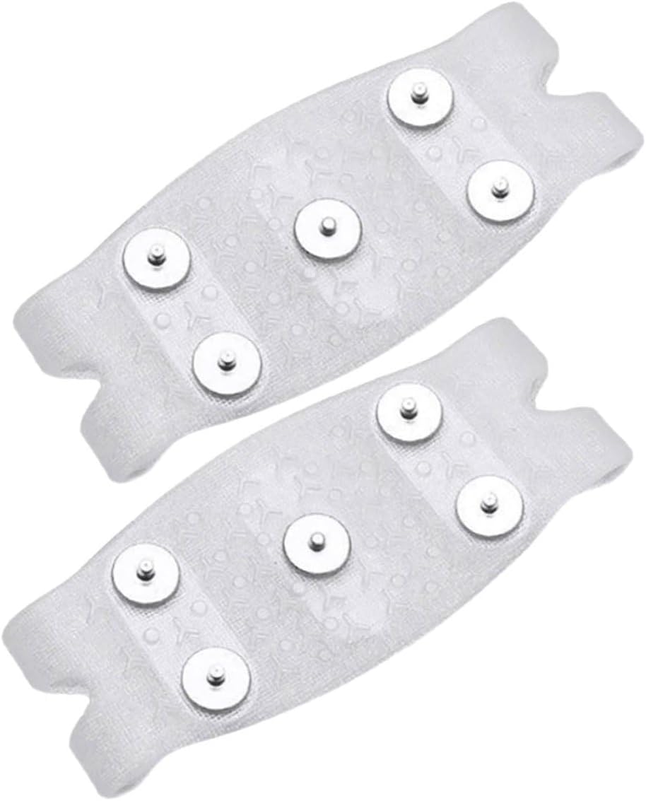 GLEAVI Outdoor Ice Grippers Snow Shoes Covers with 5-Spike Crampon Traction Cleats Non-Slip Shoe Covers for Men and Women, White, Fits US Size 12-14 (EU 30-46)