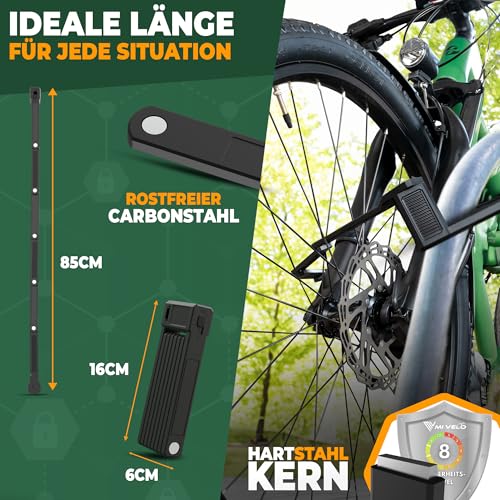 MIVELO Fahrradschloss Faltschloss hohe Sicherheit 85cm lang I Fahrrad Schloss Zahlenschloss inkl. Halterung I Ideal für E Bike… – Ansicht 2
