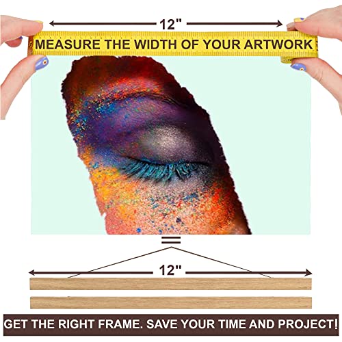 Dacri Home 12” Wide Magnetic Poster Hanger Frame - 12x16 12x18 12x24 Easy Hanging – Large Compatibility Hanger for Wall Art Picture Photo Canvas Print (12", Teak)