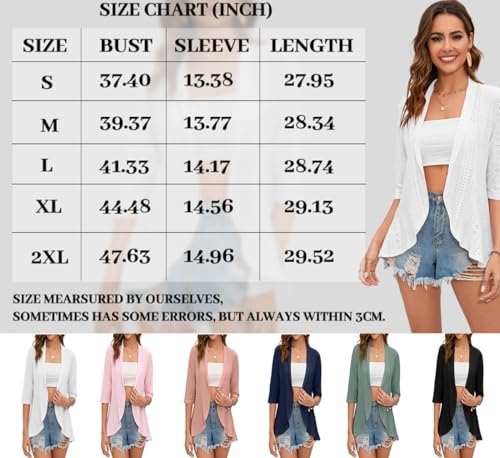 Red Plume Women'S Open Front 3/4 Sleeve Cardigan Solid Cardigan Jacket Casual Soft Drape Ruffles Cardigan For Women  thumb #5