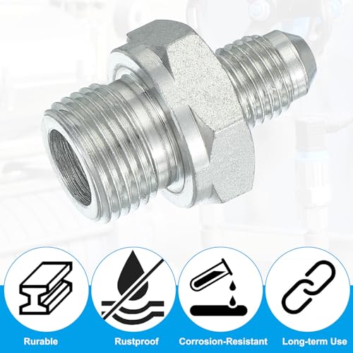 Image of PATIKIL Hex Reducing Nipple Connectors Pipe Adapter 7 /16 inch Male 37 Flare JIC x 3 /8 inch g Male, Pipe Fitting Reducer Nipple Adapter Plated Steel Hydraulic Fitting