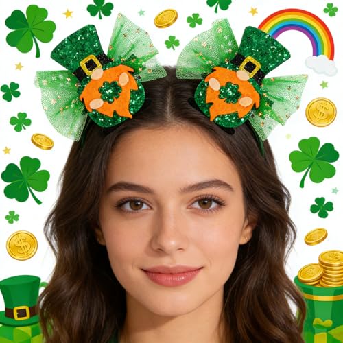 Pinzas para cabello verde con trébol brillo 2 piezas miniatura 6