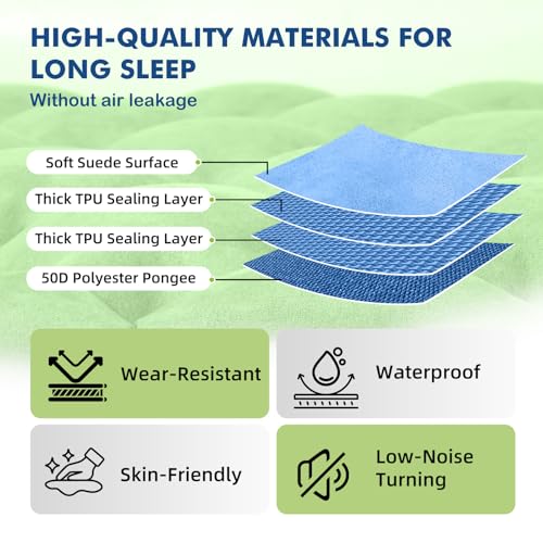 Image of HiiPeak Camping Sleeping Pad, Suede Top Camping Mat with Pillow, Built-in Foot Pump Inflatable Sleeping Pads Compact for Camping Backpacking Hiking Traveling Tent