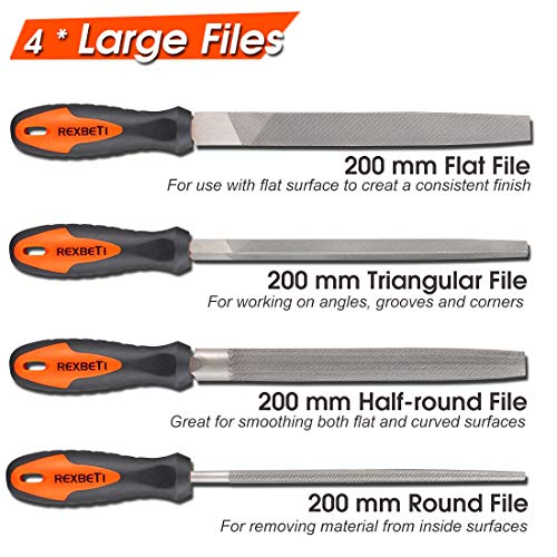 Rexbeti T12 Drop Forged Alloy Steel, Flat/Triangle/Half-Round/Round Large File And 12Pcs Needle Files thumb #2