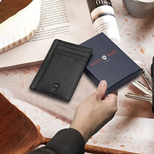 ALLEN-MATE-Leather-Card-Holder-Slim-Wallet-RFID-Blocking-Minimalist-Wallet-Credit-Card-Holder-Holds-up-to-7-Cards-and-Bank-Notes-with-Gift-Box