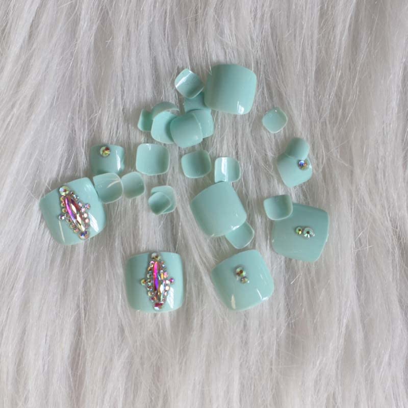 Miniatura 8 de Uñas postizas blancas a presión para mujeres, uñas postizas de cristal para los dedos de los pies, cobertura completa, uñas falsas de moda, uñas