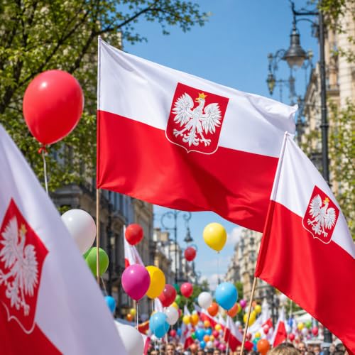 Image of AhfuLife 2pcs Polish Flag Poland Flag 3x5 Ft Poland Flag with Eagle