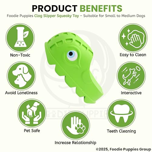 Image of Foodie Puppies Clog Slipper Squeaky Toy for Dogs & Puppies | Soft, Fun, Durable Chew Toy for Small to Medium Dogs | Indoor Interactive Pet Play Toy with Built-in Squeaker for Entertainment