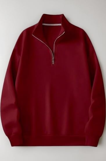 Half Zipper Solid Sweatshirt for Men