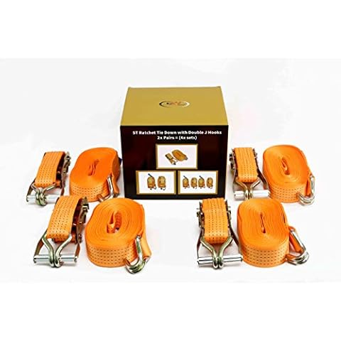 DiversityWrap 4X Ratchet Strap Tie Down 5T 6m x50mm Iron Handle and Double J Hook 5000kg Webbing Cover