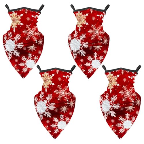 4 Pieces Christmas Snow Neck Gaiter Bandana Face Mask, Sun Cooling Scarf Gator Cover Head for Men Women