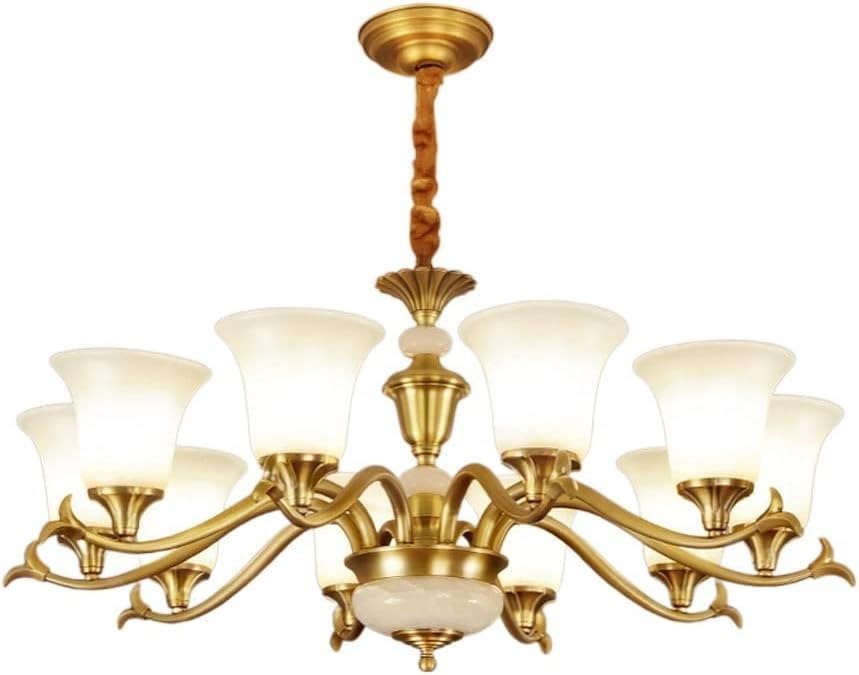 10 Lights Large Traditional V-intage Chandeliers Gold Pendant, Lighting Finish Glass Shades Ceiling Light, Foyer Dining Room Kitchen Pendant Lamp