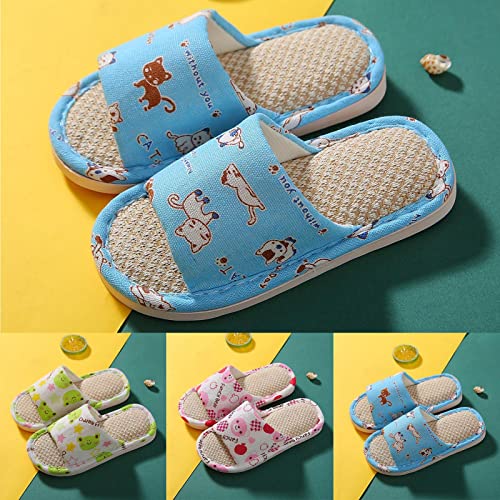Toddler Little Kid Slides Sandals Girl Boy Slippers Soft Sole Flat Shoes House Bathroom Shower Comfy (Blue, 34-35)2