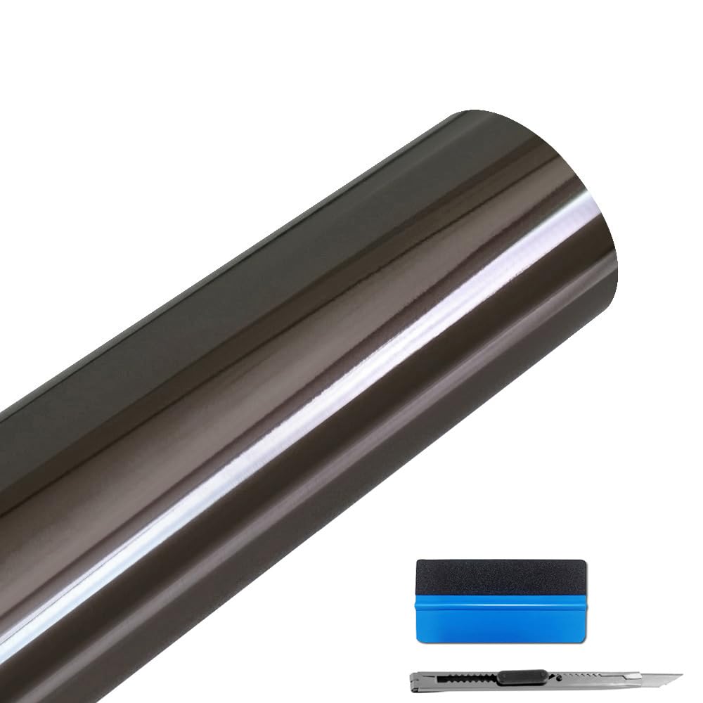LZLRUN Chrome Mirror Gray Car Vinyl Wrap Self Adhesive Film 1.5ft x 5ft