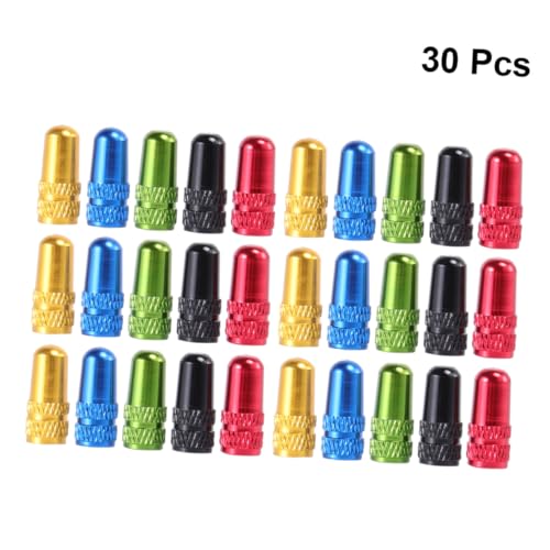 Zerodeko 30 piezas tapas de válvula de neumáticos para bicicleta de aleación de aluminio anodizado estilo francés cubiertas antipolvo ligeras para prevención de fugas de aire para ciclismo miniatura 3