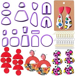 BABORUI 118Pcs Polymer Clay Cutters kit, Set of 18 Clay Cutters Tools for Polymer Clay Jewelry, Plastic Clay Earring Cutters with Earring Cards, Earring Hooks for Polymer Clay Jewelry Making