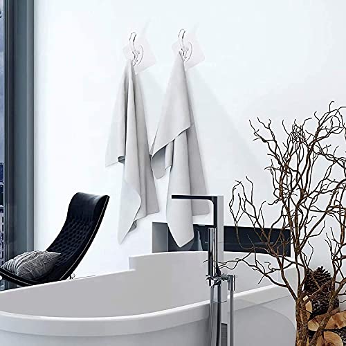 Image of Transparent Adhesive Hanging Heavy Duty Robe Towel Sticky Clear Hooks Waterproof and Oilproof Wall Hooksfor Home Bathroom Kitchen Office (S-Hook-10)