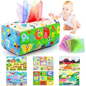 URMYWO Baby Spielzeug 6 Monate,Tissue Box Spielzeug – Montessori – Sensorik, Kontrast BabySpielzeug 0 6 12 Monate, Junge Mädchen Kinder Frühes Lernspielzeug Baby Geschenk