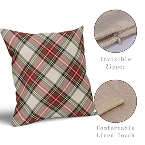 Christmas Plaid Pillow Covers 18×18 Set of 2 Rustic Red Green Blue Xmas Decoration Buffalo Checked Print Decorative Outdoor Pillowcases Farmhouse Holiday Throw Cushion Case Decor for Couch Sofa Bed