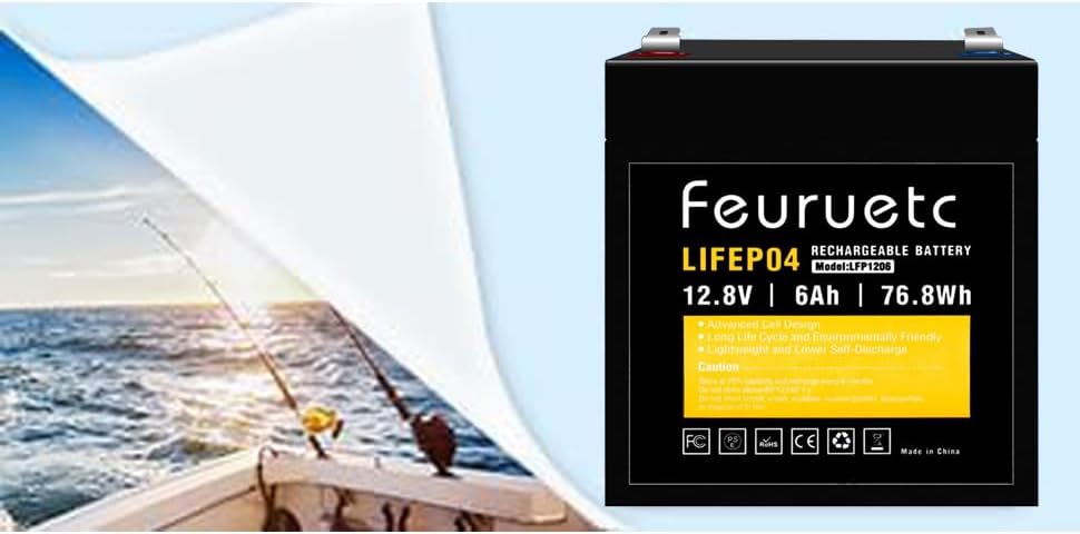 Miniatura 8 de LiFePO4 Batería recargable de 12 V, 6 Ah, 2000 ciclos, baja autodescarga y peso ligero con BMS integrado para energía solar, sistema de alarma,