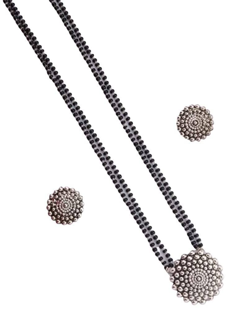 IMITATION BAZAAR Silver Mangalsutra Set|Oxidised Silver Plated Traditional Womens Mangalsutra with Matching Earrings Ethnic Traditional Design (B0BV69GRWW) Amazon Price History, Amazon Price Tracker