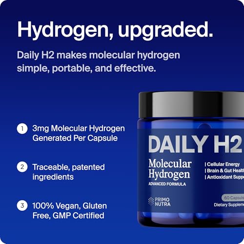 DailyH2 Molecular Hydrogen Capsules | Hydrogen Water Tablets Alternative | Easier than Hydrogen Water for Cellular Energy, Focus & Recovery | H2 for Brain, Gut & Mitochondrial Support | 60 Capsules - Image 9