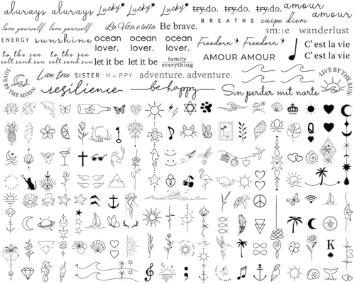 Sugeru 15 Blatt Super Nachhaltig Temporäres Tattoo, 2 Wochen - das Original | wasserfest+vegan+Neue-Tech | Fake Tattoo Aufkleber | Tattoos erwachsene kinder - natürliche & ungiftige (C9)