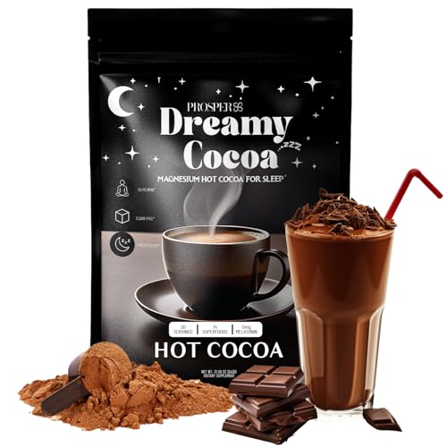 Prosper Magnesium Hot Cocoa - Melatonin & Sugar Free Cocoa - Sleep Aid with Adaptogens - 14 Superfoods, Non Dairy, Keto & vegan Hot Cocoa - Caffeine Free Hot Chocolate- 30 Servings