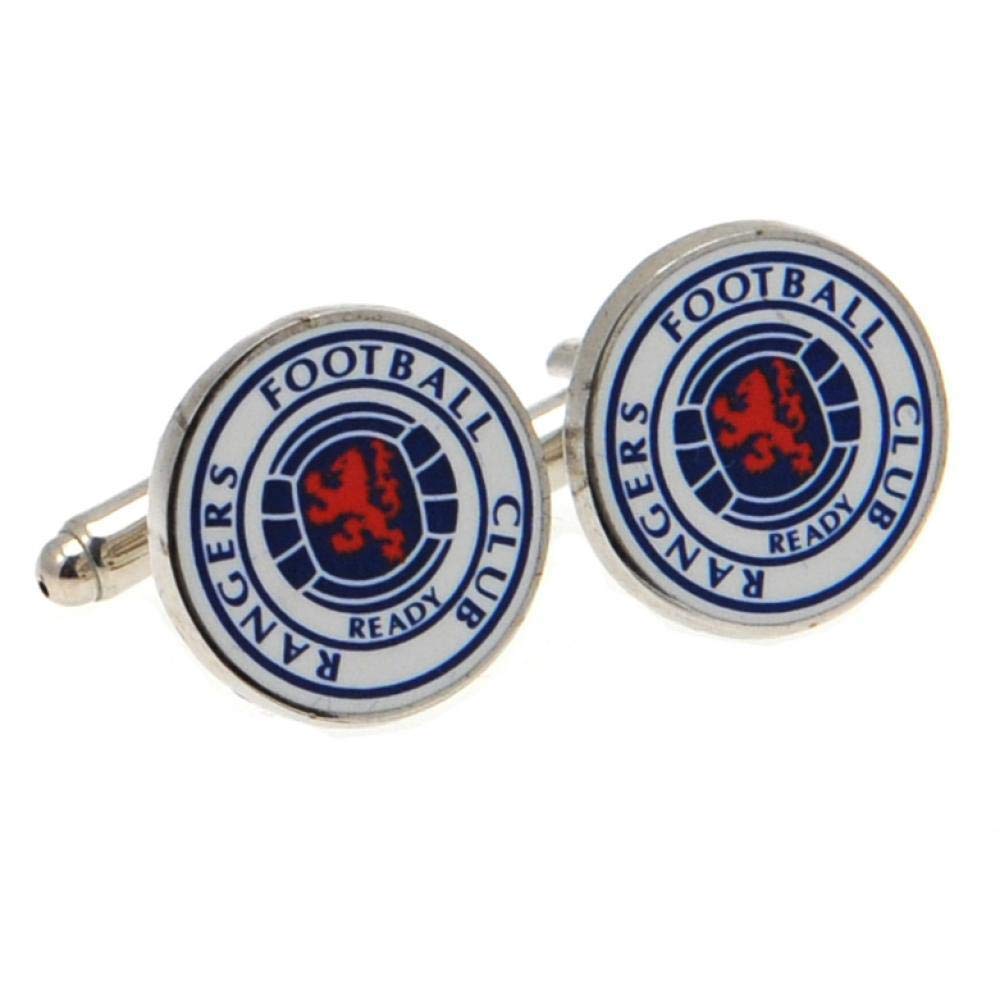Rangers FC Mens Official Metal Football Crest Cufflinks (One Size) (Silver/White/Blue)