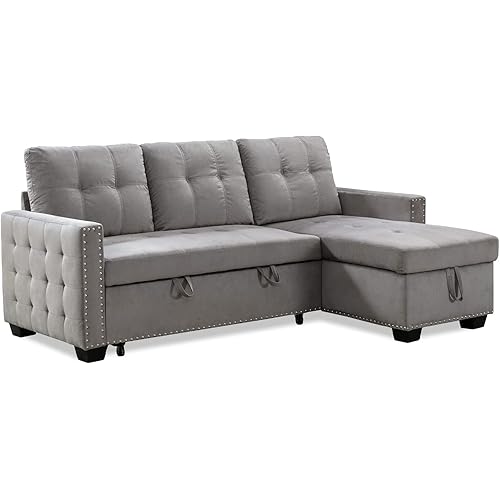3 Seater Couch Sofa, Modern Sofa with Classic Nails & Seat Cushion Backrest Removable for Living Room, Bedroom, Apartment-Grey-sectional Seater