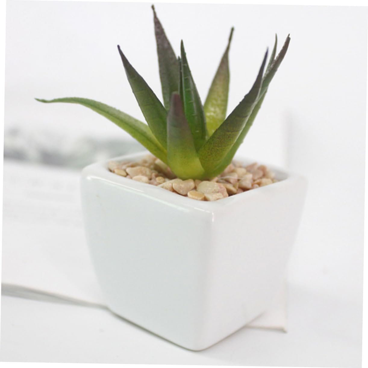 PRETYZOOM Set de Mini Succulentes Artificielles en Pot Céramique Blanche Lot de 6 sans Arrosage Décoration Naturelle pour Rebord de Fenêtre et Bureau