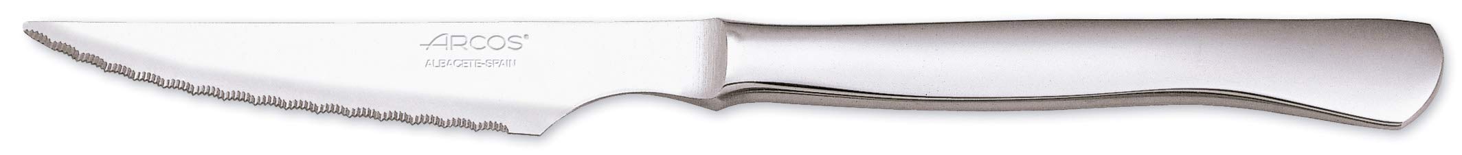 Arcos Cuchillos de Mesa Juego de Cuchillos Chuleteros Cuchillos de Mesa, Monoblock de una pieza de Acero Inoxidable 110 mm, Color Plata (12 uds)