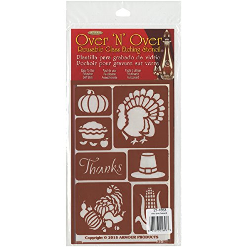 Armour Products 21-1653 Over N Over Glass Etching Stencil, 5-Inch by 8-Inch, Giving Thanks