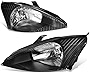 [Halogen Model] Factory Style Headlights Assembly Compatible with Ford Focus 03-04, Driver and Passenger Side, Black Housing Clear Corner