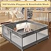 510uascx+dl - Baby Playpen 50 x 50 Inch Play Pen Playards, Playpen for Babies and Toddlers, Baby Playard for Indoor & Outdoor Active Center Game Fence, with Skin-Friendly Fabric and Soft Breathable Mesh Grey