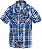 Brandit ROADSTAR Shirt Kurzarm Freizeit Hemd KARIERT Herren HOLZFÄLLERHEMD KARO, Größe:3XL, Farbe:Blau-Weiß