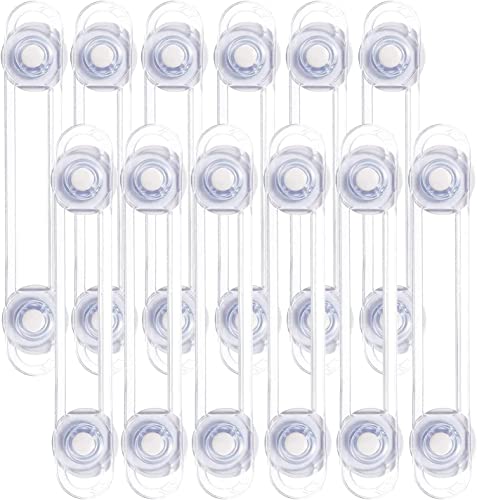 Cerraduras de Seguridad para Niños, Bloqueo de Seguridad para Armarios, WC, Cocinas, Puertas y Ventanas, Extra Fuerte 3 M Adhesivo, Transparente para Protección Seguridad Doméstica-12 Pieza Cover