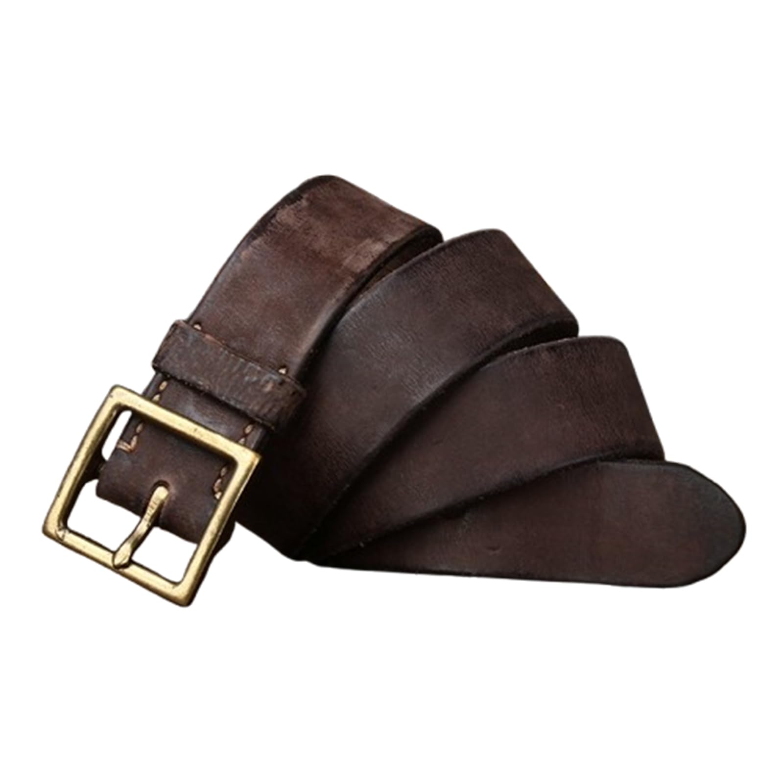 Uomo Donna Cintura in Pelle Vintage da 41 Mm Fibbia Quadrata Dorata Cowgirl Cowboy per Abito Jeans Country Concerto Outfit(105cm/41, Coffee)