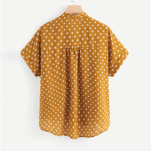 menolana Camiseta Feminina Feminina de Bolinhas com Decote em V Superdimensionada Solta E de Manga C