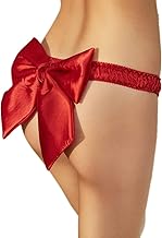 ROSVAJFY Sexy Satin Panties Big Bow Women Red Cute Big Bow with Removable Big Bow Thong Sexy Underwear Valentine's Day Honeymoon Red One Size, Red, One Size