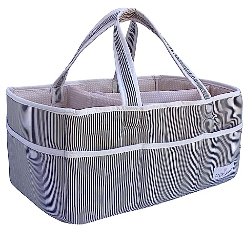 Image of Lily Miles Baby Diaper Caddy Organizer - Nursery Storage Basket Bin Baby Item Blush, Large