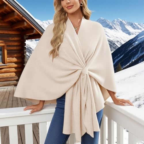 LONGLUAN Simplifyleast Elegant Shawl Wraps Soft Open Front Poncho Sweater, Simplifyleast Shawl Wraps for Women Autumn Embrace3