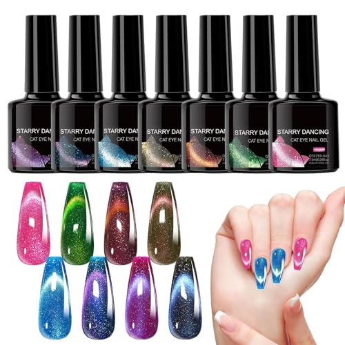 Arte de uñas en gel - Colección de 8 colores (1 juego) | Gel magnético profesional UV/LED, esmalte de uñas Galaxy, barniz de efecto especial de salón para manicura DIY