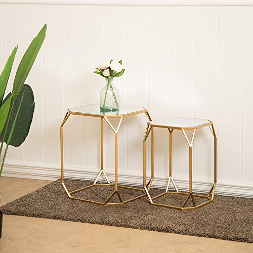 Glitzhome Set Of 2 Nesting Coffee Tables Decorative Accent Side End Tables Plant Stand Chair For Bedroom, Living Room, Home Office And Patio #TOP4
