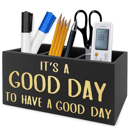 Image of Inspirational Office Pen Pencil Holder Organizer for Desk, It's a Good Day to Have a Good Day Positive Wooden Box Signs Decorations for Home Office Desk Tabletop, Motivational Gifts for Women