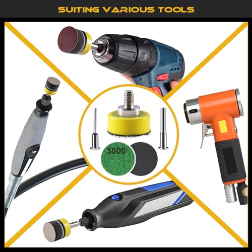 188 PCS 1 Inch Sanding Disc, GOH DODD Hook and Loop 60 to 10000 Grit Wet Dry Sandpaper Micro Sand Paper with 1/8" 1/4" Shank, Backing Pad, Polishing Pads, Foam Pads for Auto Metal Glass Resin Wood