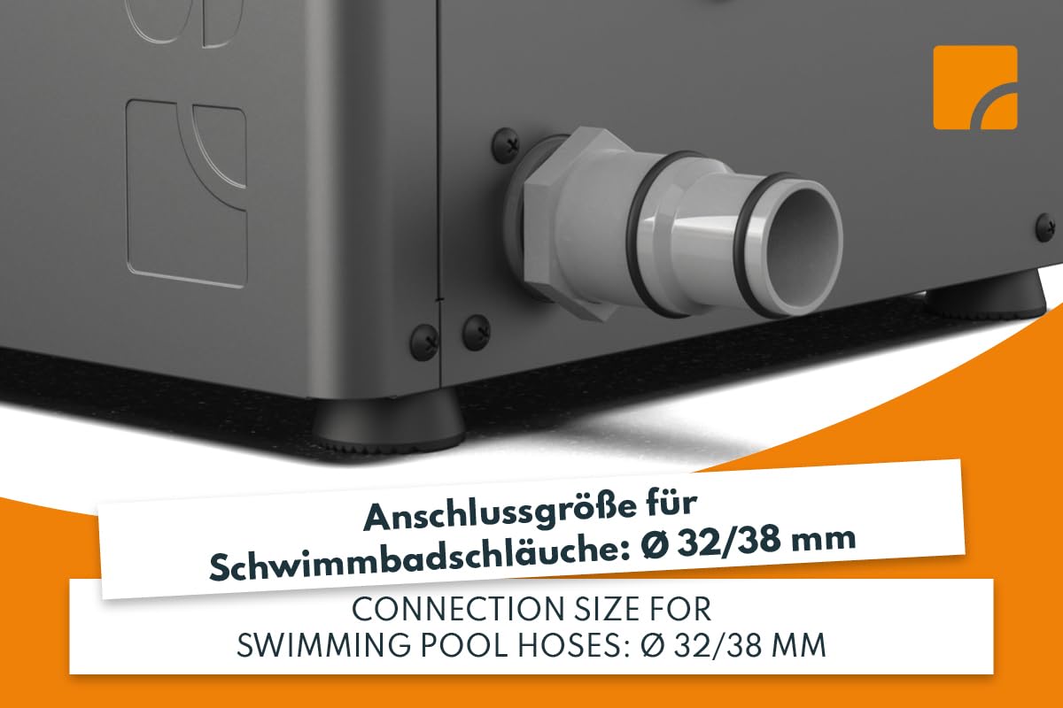 STEINBACH Pompa ciepła Solid 4,3 – 049400Y – energooszczędna pompa ciepła do basenów do 20 000 l – ze sterowaniem za pomocą aplikacji, nadaje się do słonej wody, wyjątkowo cicha praca, przewodowa