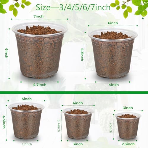 Fuijol 50 Pack 3/4/5/6/7 Inch Clear Plastic Nursery Pots For Succulents thumb #5