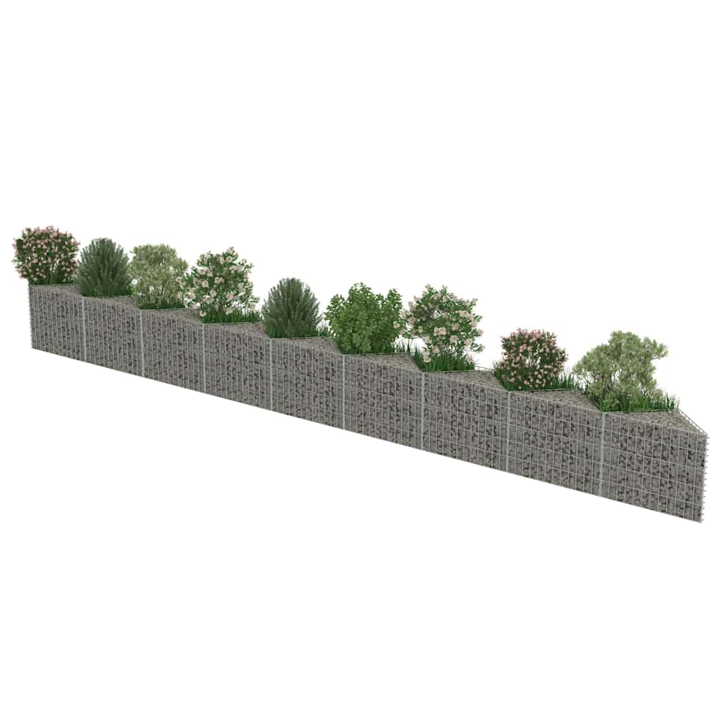 Gabionenwand aus verzinktem Stahl 630×30×50 cm robustes Zaunfeld für Gartenzaun und Sichtschutz mit Maschendraht, Metallgitter, rostfrei, ideal für Terrasse, Grundstück und Vorgarten